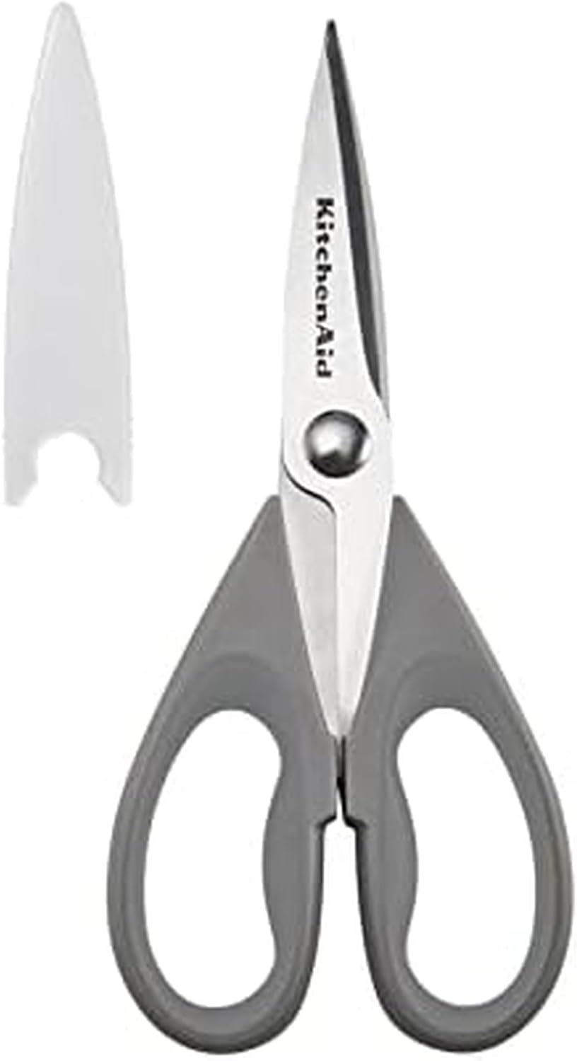 KitchenAid All Purpose Kitchen Shears with Protective Sheath Durable Stainless Steel Scissors, Dishwasher Safe, Soft Grip Comfort Handle, 8.72 Inch, Pistachio