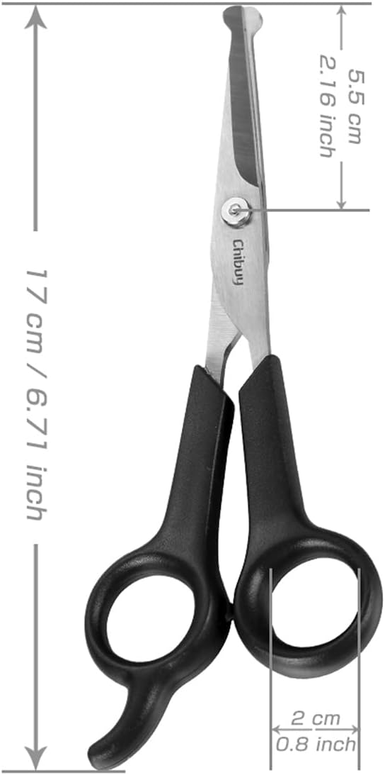 Chibuy Professional Pet Grooming Scissors with Round Tip Stainless Steel Dog Eye Cutter for Dogs and Cats, Professional Grooming Tool, Size 6.70" x 2.6" x 0.43" 1. Grey