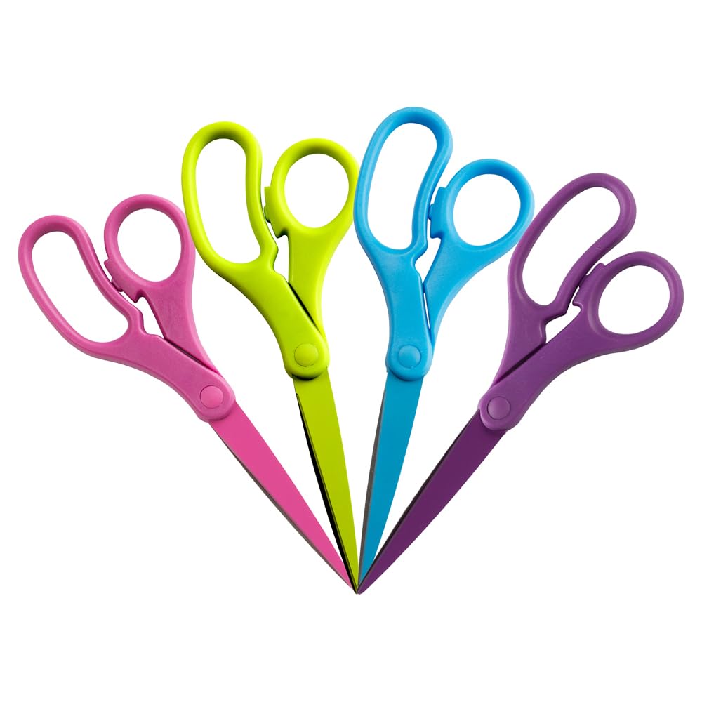 JAM PAPER Multi-Purpose Precision Scissors - 8 Inch - White - Ergonomic Handle & Stainless Steel Blades - Sold Individually
