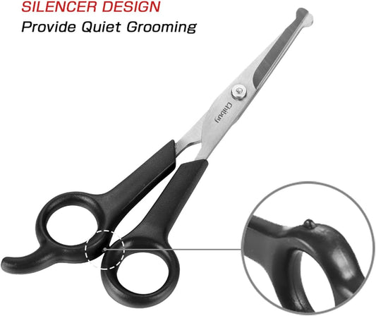 Chibuy Professional Pet Grooming Scissors with Round Tip Stainless Steel Dog Eye Cutter for Dogs and Cats, Professional Grooming Tool, Size 6.70" x 2.6" x 0.43" 1. Grey