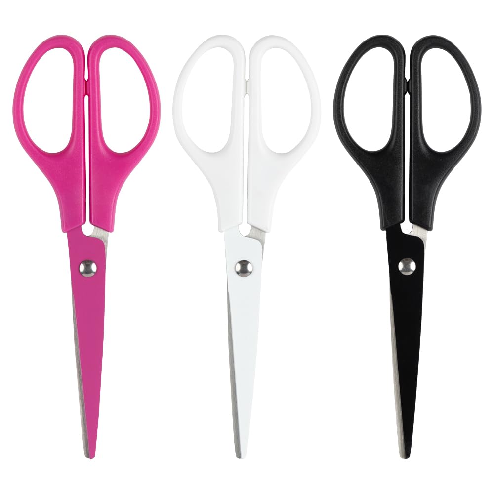 JAM PAPER Multi-Purpose Precision Scissors - 8 Inch - White - Ergonomic Handle & Stainless Steel Blades - Sold Individually