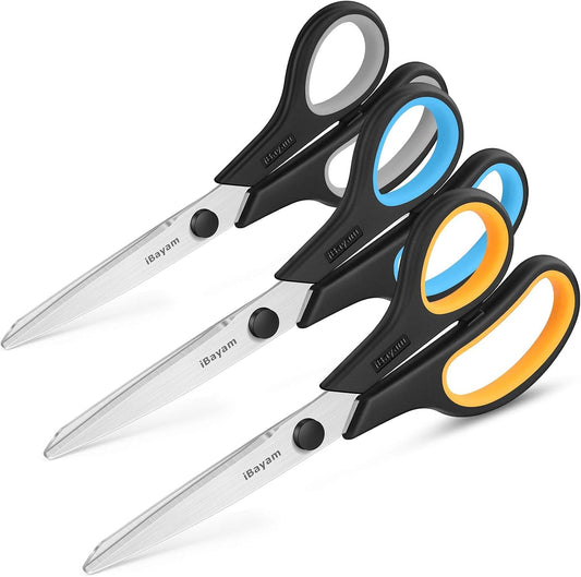 iBayam 8.5" Heavy Duty Black Scissors for Office School Classroom Home Use