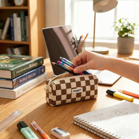 Soft Corduroy Pencil Case Pen Pouch Organizer, Small Stationery Bag