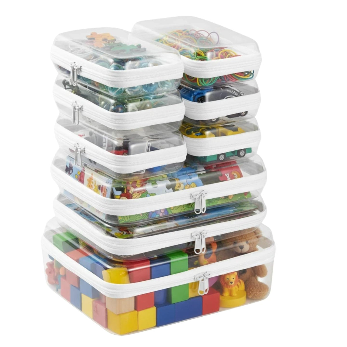 Clear Zipper Pouches, Hard Shell Zipper Case (M+3S)