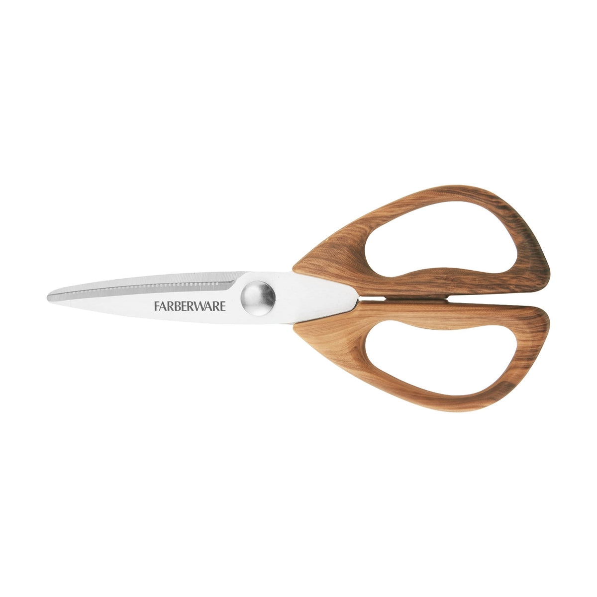Farberware Stainless Steel Kitchen Shears Faux Wood Handle