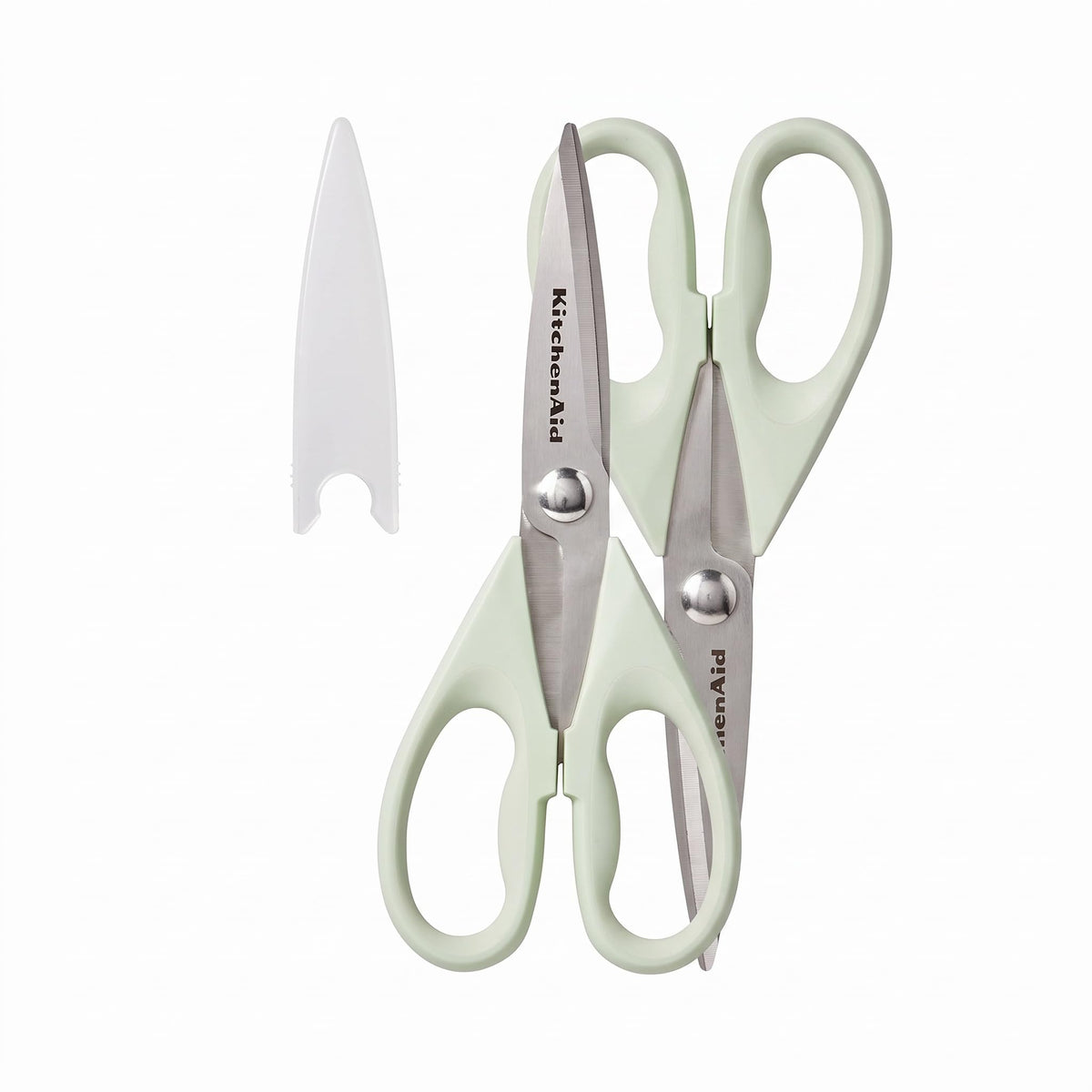 KitchenAid All Purpose Kitchen Shears with Protective Sheath Durable Stainless Steel Scissors, Dishwasher Safe, Soft Grip Comfort Handle, 8.72 Inch, Pistachio