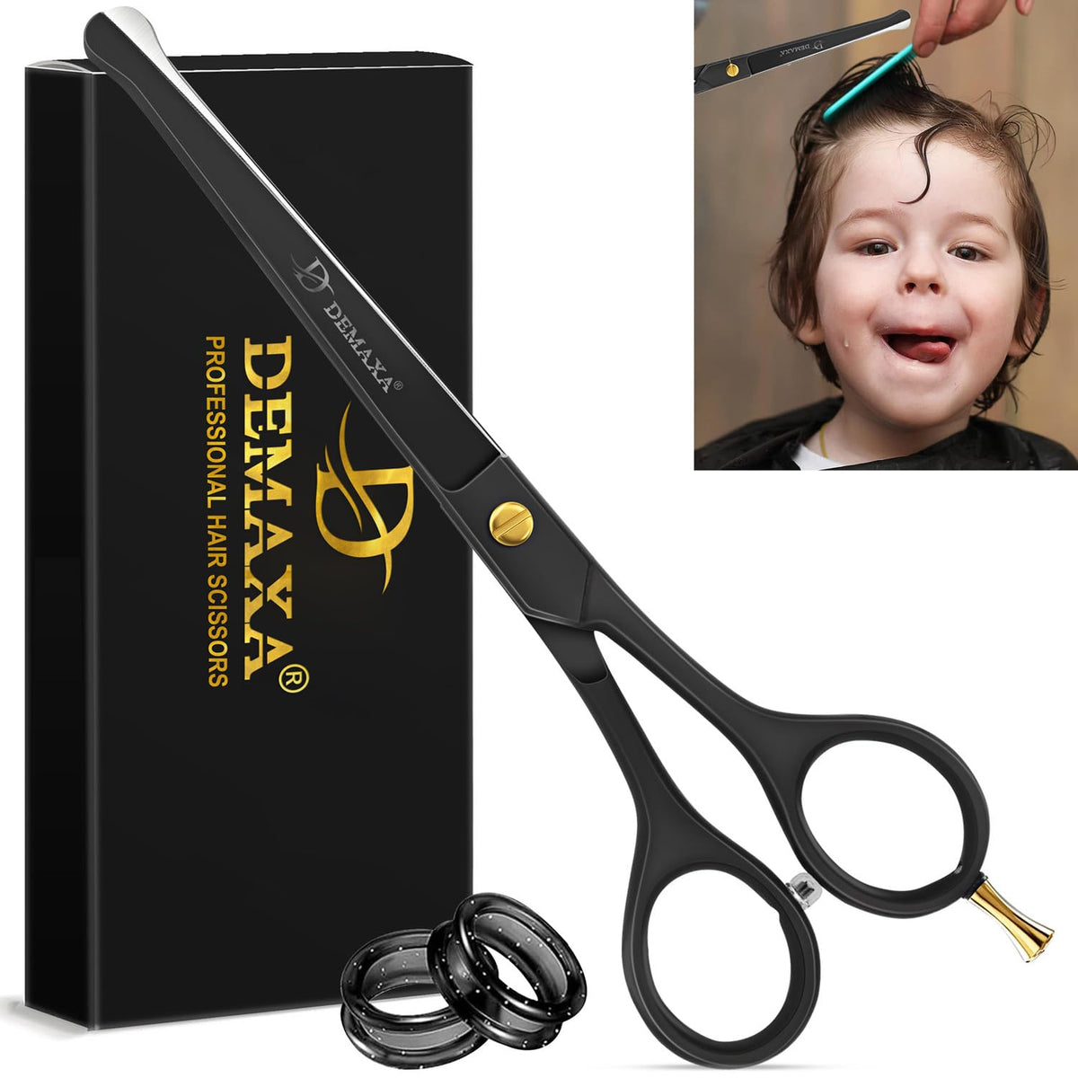 DEMAXA Professional Hair Scissors 6.5 Inch - Premium High Carbon Stainless Steel Barber Salon Hair Shears for Haircut Scissors - Ergonomic Design Super-Sharp Hair cutting Shears Blades