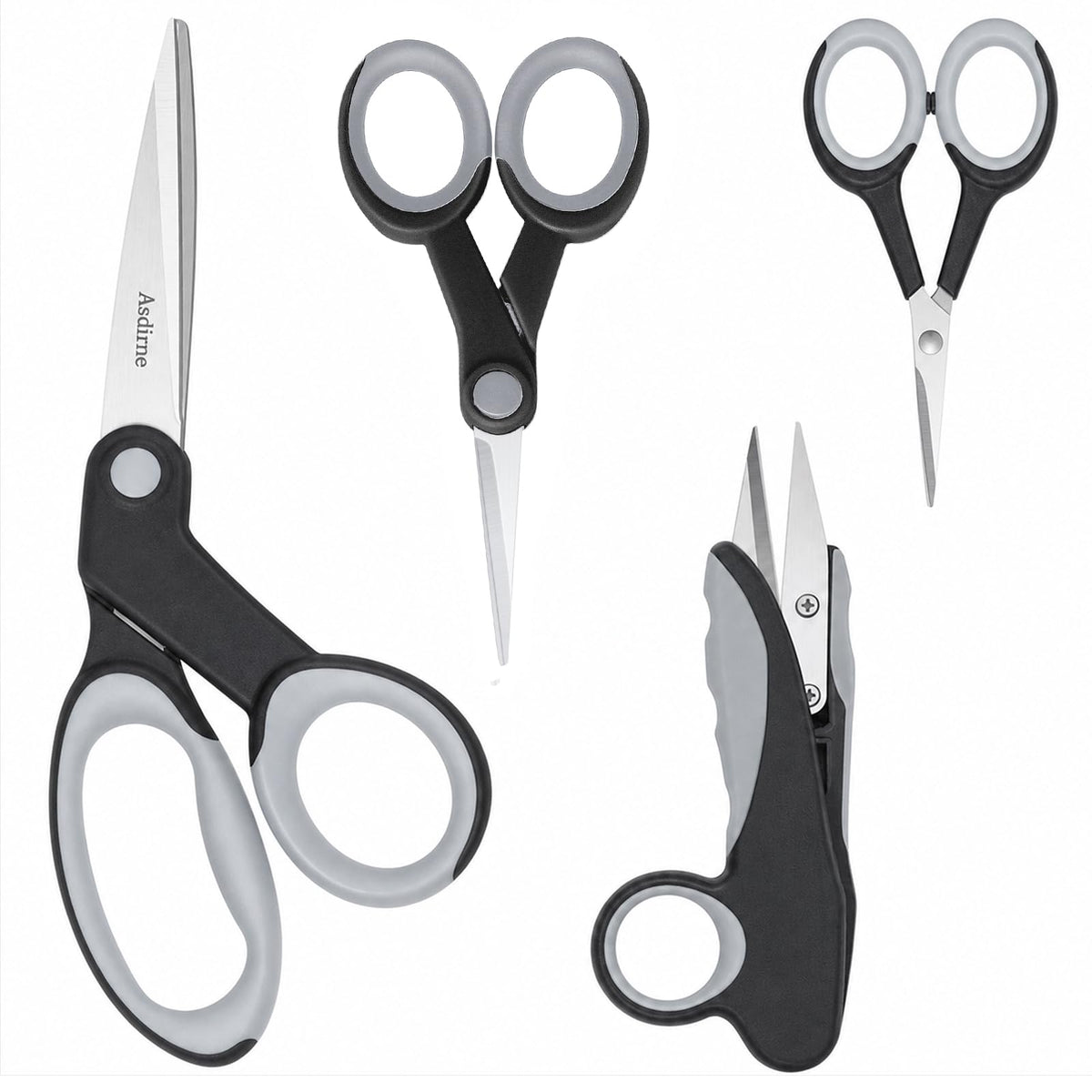 Asdirne Premium sewing Scissors Bundle, Perfect Sewing Partners, Sharp and Durable, Comfortable Handle, Contains 9”Fabric scissors, 5”Detail Shear, 3.9”Embroidery Scissors, 4.8”Thread Snips