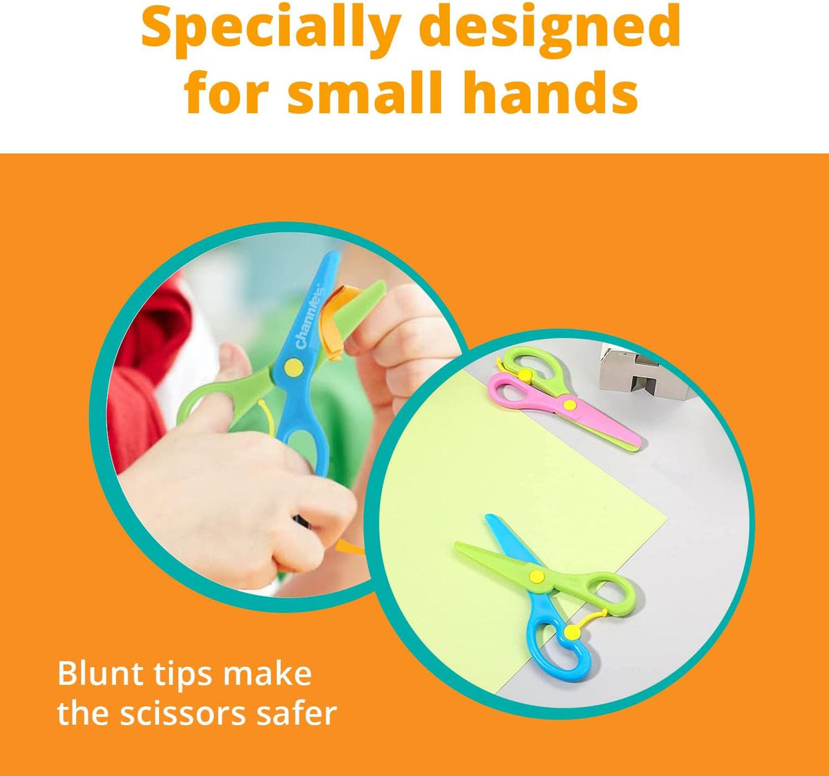 Channie's Safety Scissors for Small Hands (Ages 3-5) - Kid-Safe Plastic Training Scissors for Preschoolers, Toddler Safety Scissors (2 pack)