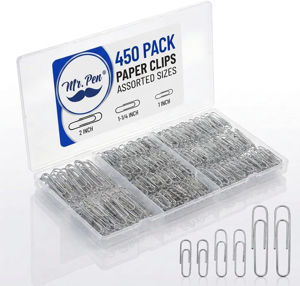 Mr. Pen- Silver Paper Clips, 450 pcs, 1", 1-1/4", 2"