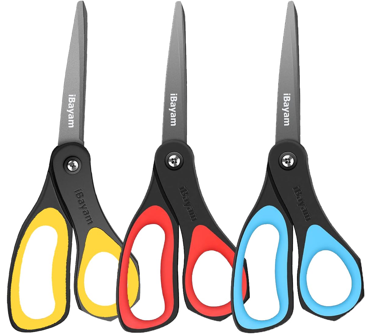 iBayam 8.5" Heavy Duty Black Scissors for Office School Classroom Home Use