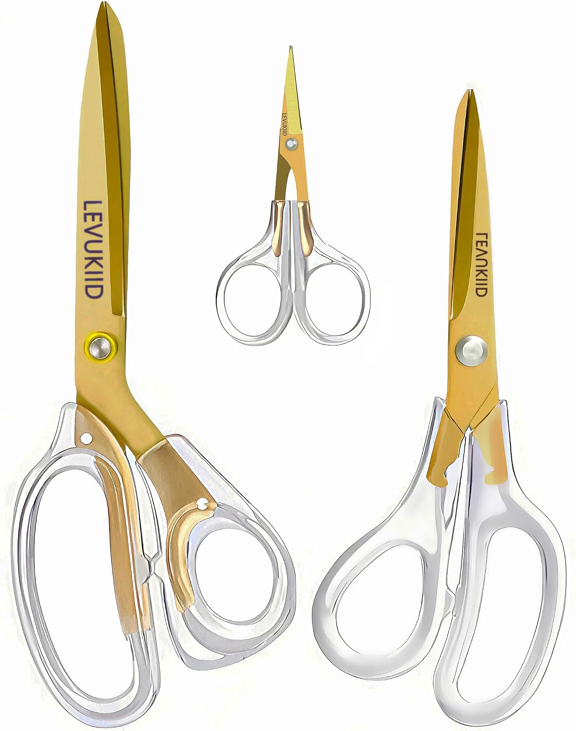 9.5 Inch Set All Purpose Scissors For Office, Anti-Rust Coating, Ergonomic Handle Craft Scissors, for Office Home School Craft Household Use/Gold