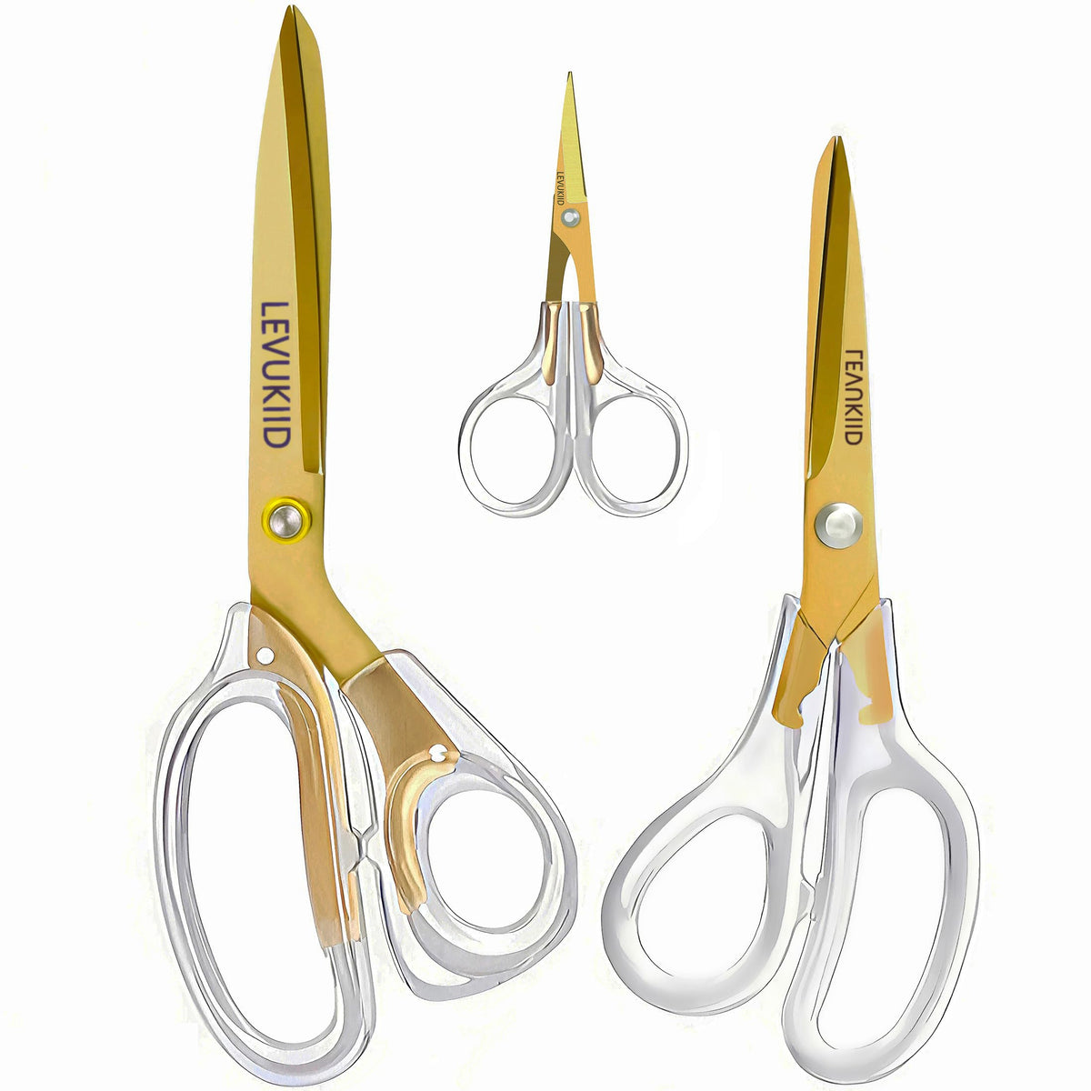 9.5 Inch Set All Purpose Scissors For Office, Anti-Rust Coating, Ergonomic Handle Craft Scissors, for Office Home School Craft Household Use/Gold