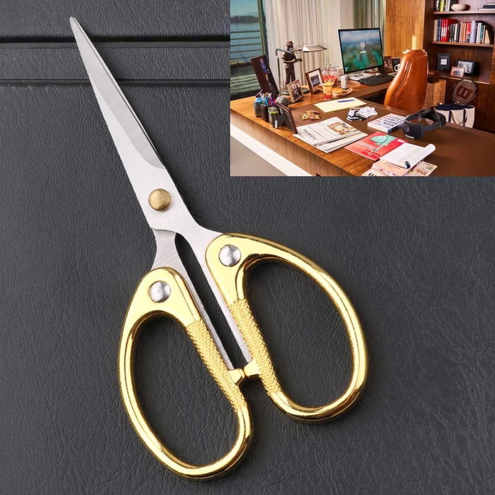 5" All Stainless Steel Office Scissors,Ultra Sharp Blade Shears,Sturdy Sharp Scissor for Office Home School Sewing Fabric Craft Paper All Purpose Scissors Gold