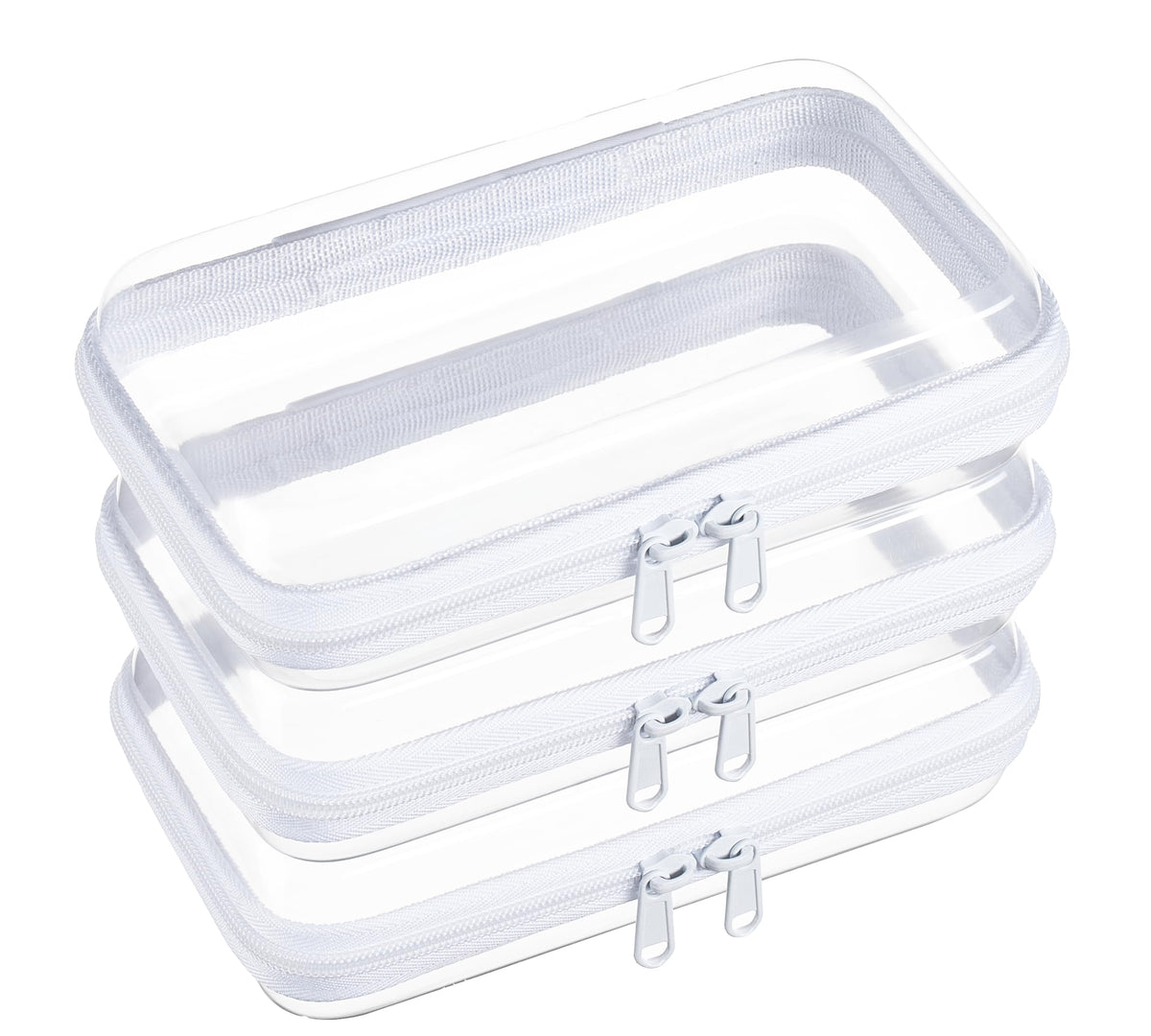 Clear Zipper Pouches, Hard Shell Zipper Case (M+3S)