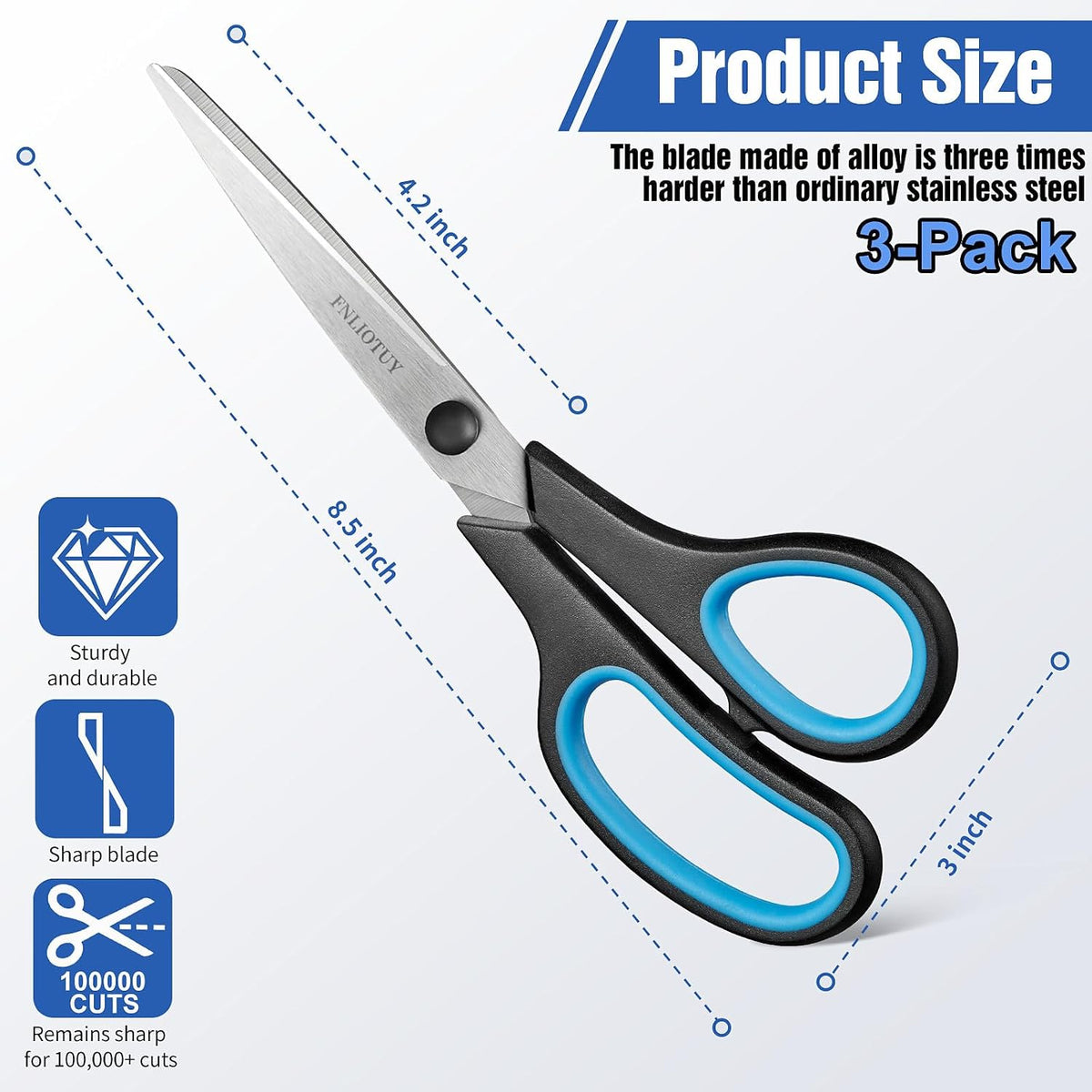 8.5" Heavy Duty Scissors All Purpose for Office Home School Sewing Crafts