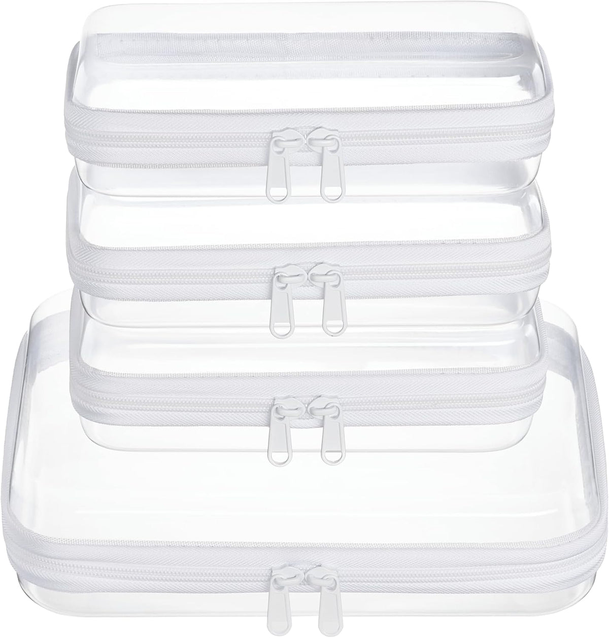 Clear Zipper Pouches, Hard Shell Zipper Case (M+3S)
