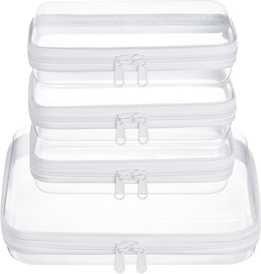 Clear Zipper Pouches, Hard Shell Zipper Case (M+3S)