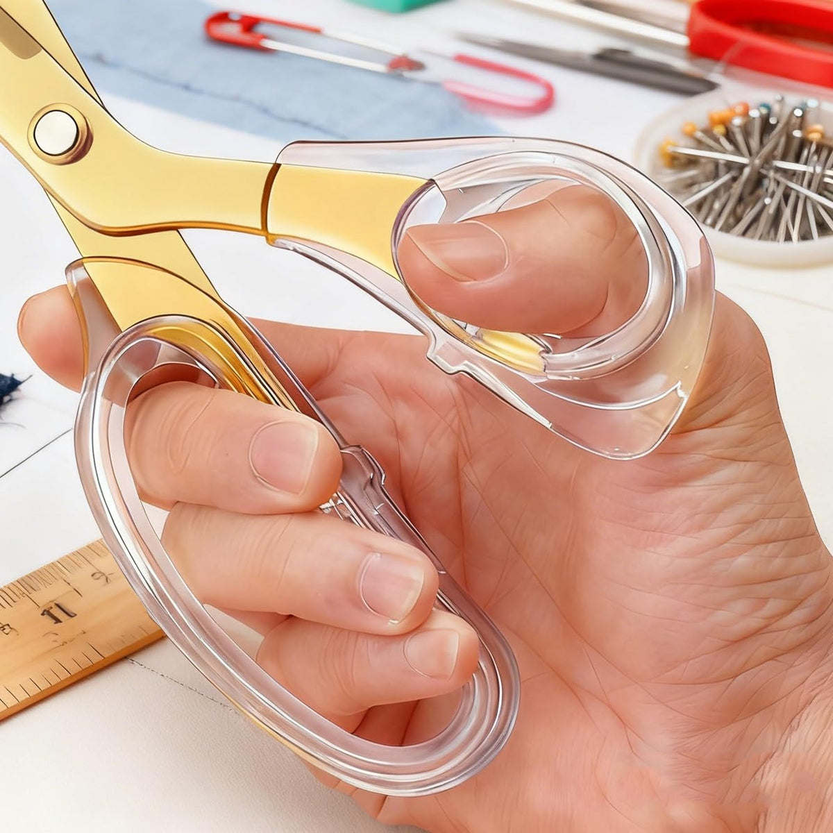 9.5 Inch Set All Purpose Scissors For Office, Anti-Rust Coating, Ergonomic Handle Craft Scissors, for Office Home School Craft Household Use/Gold