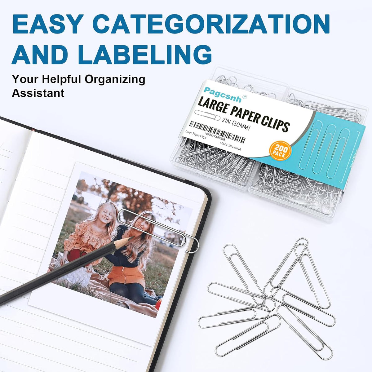 200 Pack 2In Jumbo Heavy Duty Paper Clips, Large Stainless Steel PaperClips for Thick Documents, Reports, Office, School, and Home Organizing