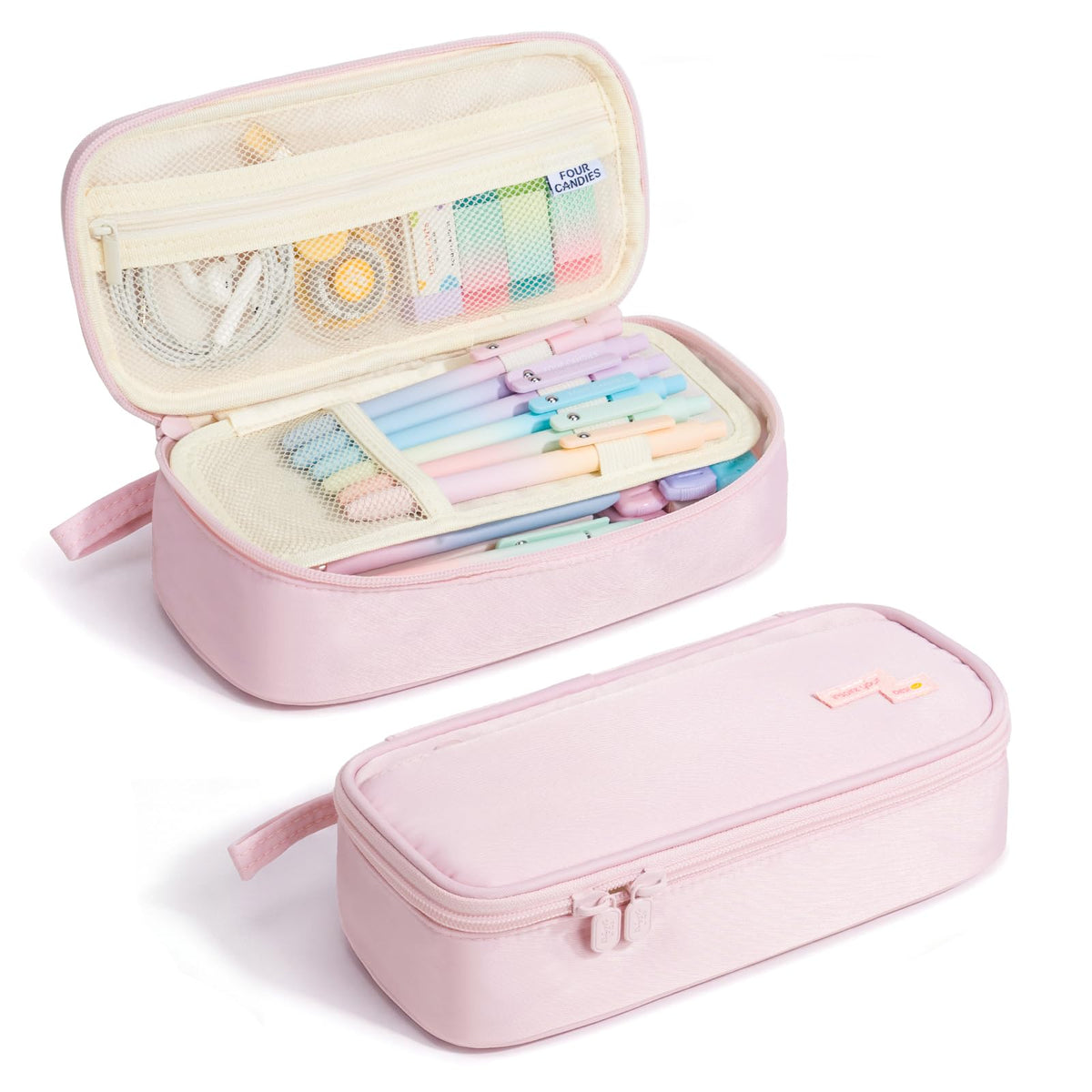 Four Candies Large Pencil Case, 5 Compartments Pen Organizer Pouch
