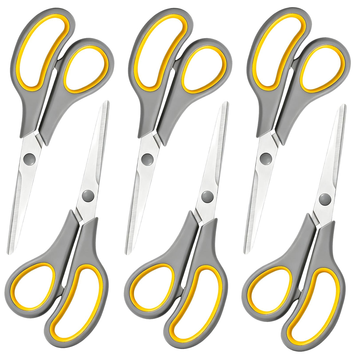 3 Packs Scissors All Purpose, 8 Inch Scissors Bulk Sharp Sewing Fabric Shears for Office Home School Supplies, Stainless Steel Craft Scissor for Adults Teachers, Right/Left Handles Cutting Tools