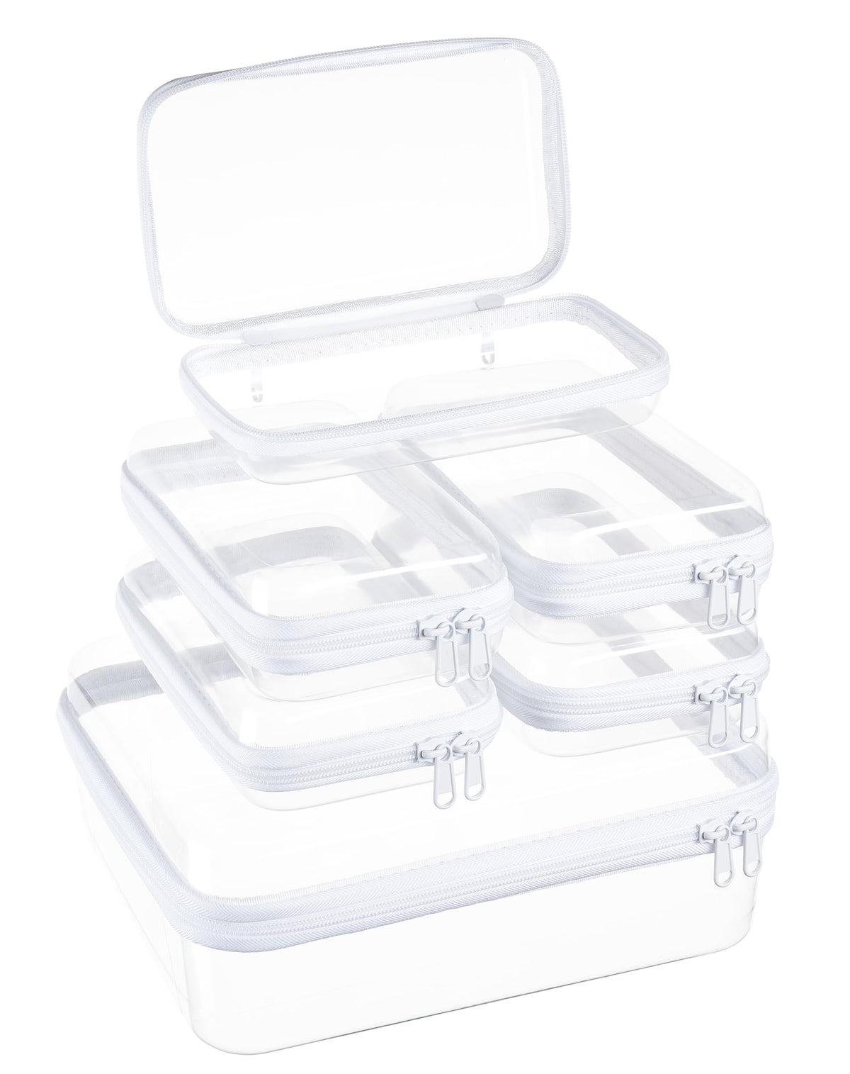 Clear Zipper Pouches, Hard Shell Zipper Case (M+3S)