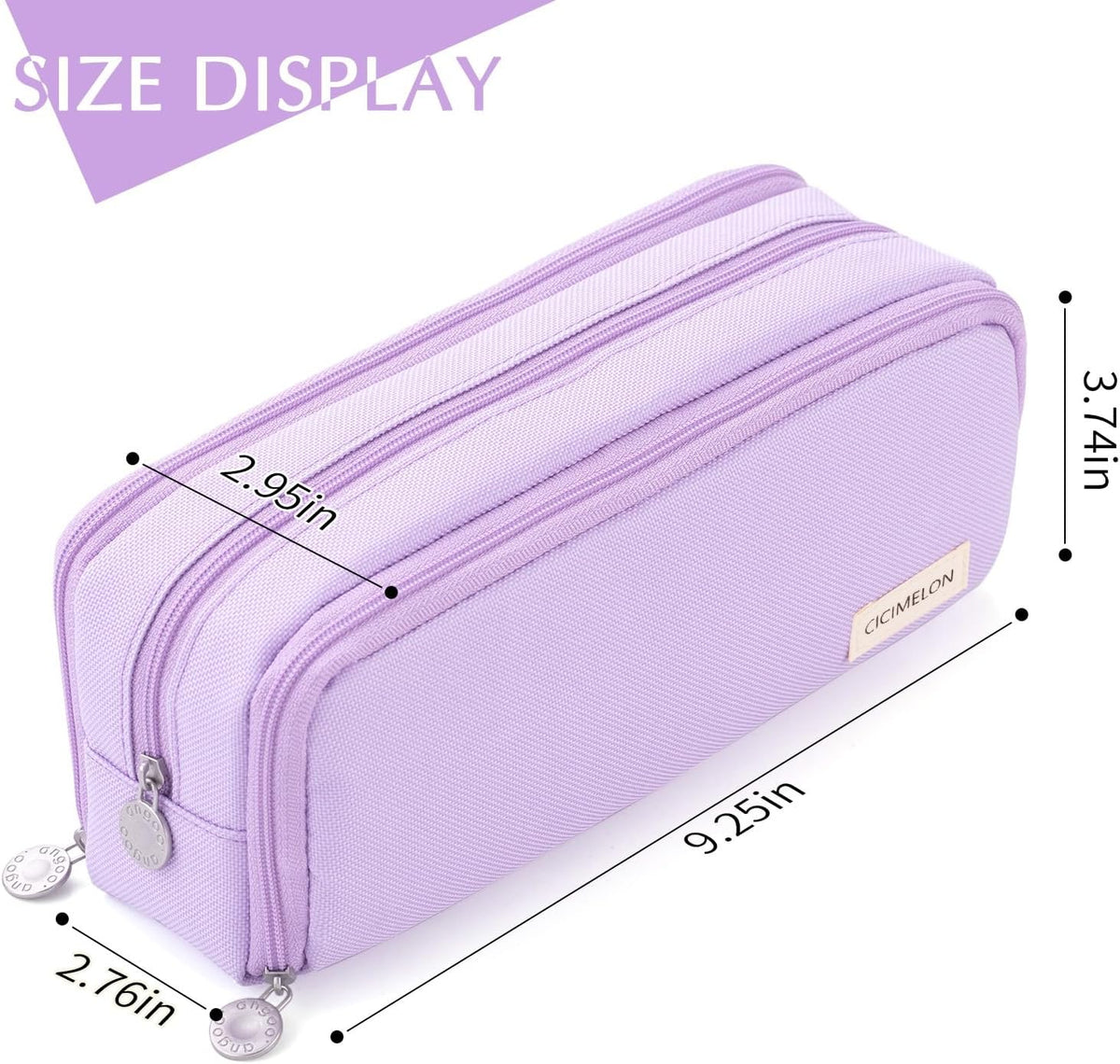 CICIMELON Large Capacity Pencil Case 3 Compartment Pouch Pen Bag for School Teen Girl Boy Men Women (Purple)