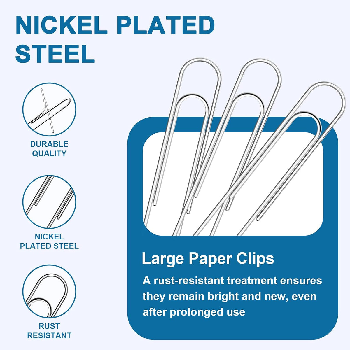 200 Pack 2In Jumbo Heavy Duty Paper Clips, Large Stainless Steel PaperClips for Thick Documents, Reports, Office, School, and Home Organizing