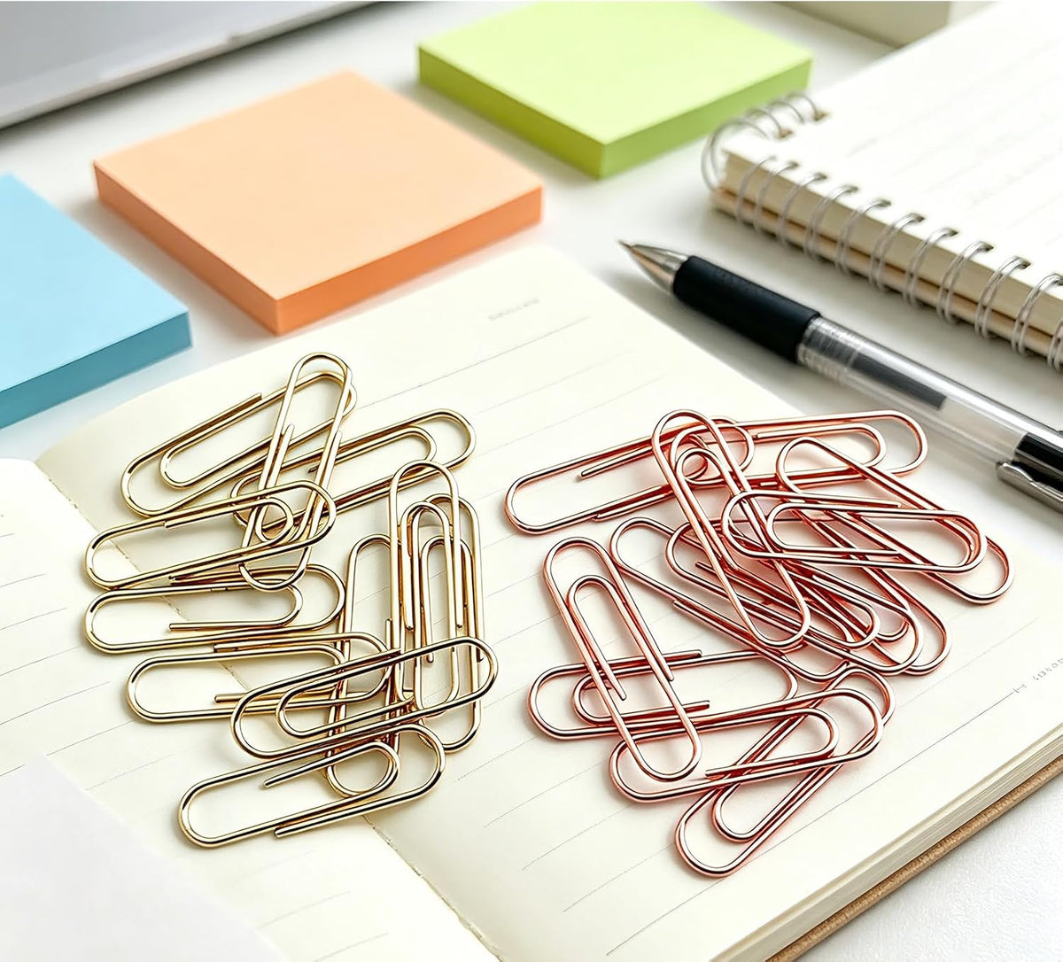 Gold Paper Clips, 120 Count, 1.1 Inch (28mm) Small Paperclips, Office Supplies for Documents, Files, Notes, and Bookmarks