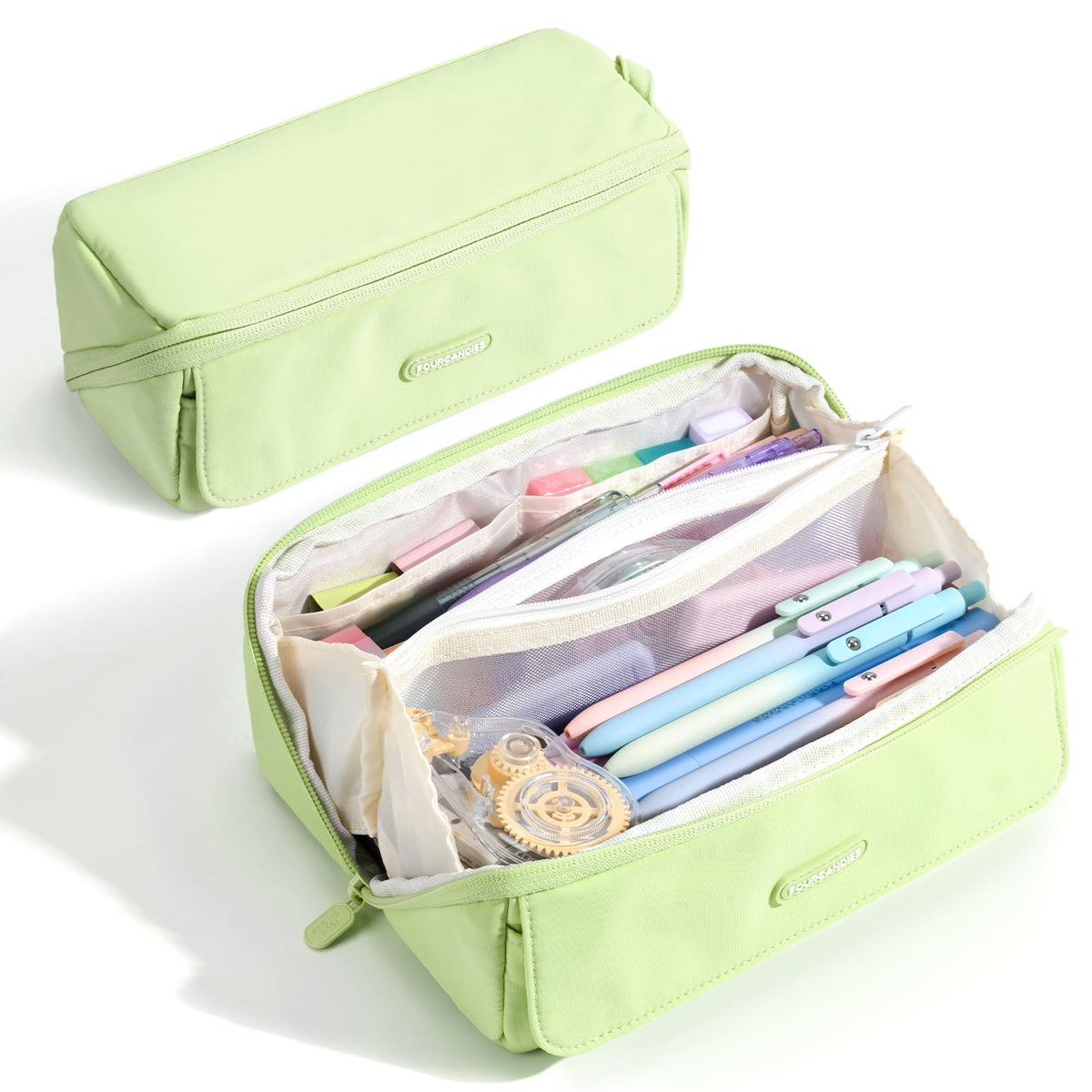 Four Candies Large Pencil Case, 5 Compartments Pen Organizer Pouch