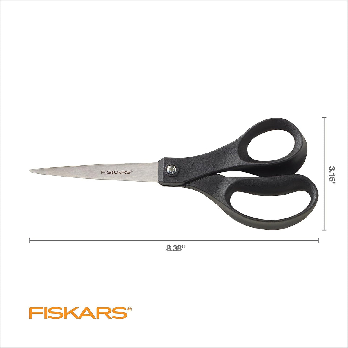 Fiskars 8" Everyday Recycled Stainless Steel Scissors, Home & Office, Gray