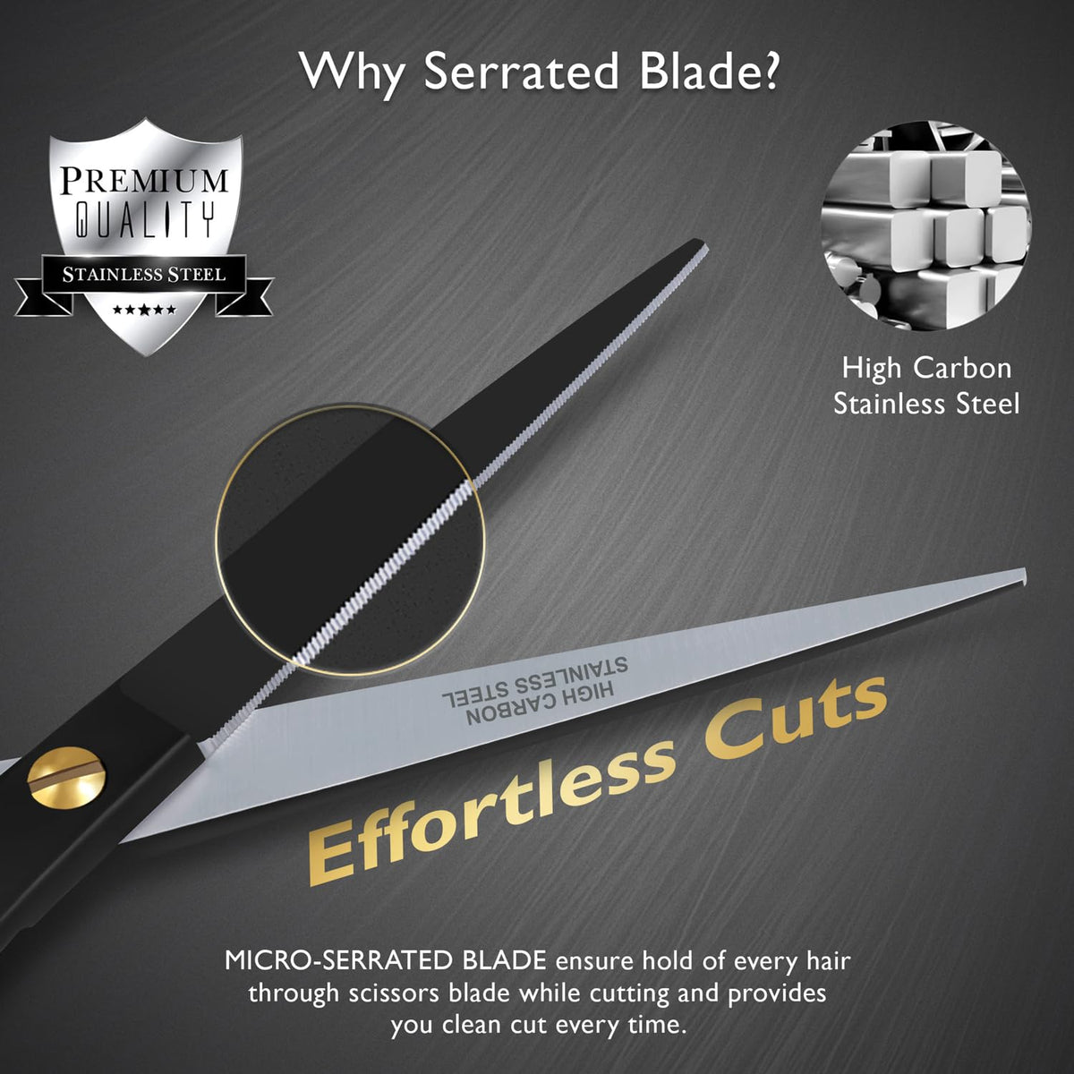 DEMAXA Professional Hair Scissors 6.5 Inch - Premium High Carbon Stainless Steel Barber Salon Hair Shears for Haircut Scissors - Ergonomic Design Super-Sharp Hair cutting Shears Blades
