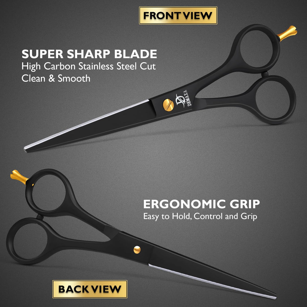 DEMAXA Professional Hair Scissors 6.5 Inch - Premium High Carbon Stainless Steel Barber Salon Hair Shears for Haircut Scissors - Ergonomic Design Super-Sharp Hair cutting Shears Blades