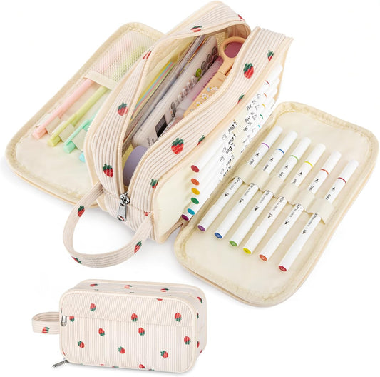 Cute Big Pencil Case Pouch Bag Strawberry for Teen Girls Boy Gift