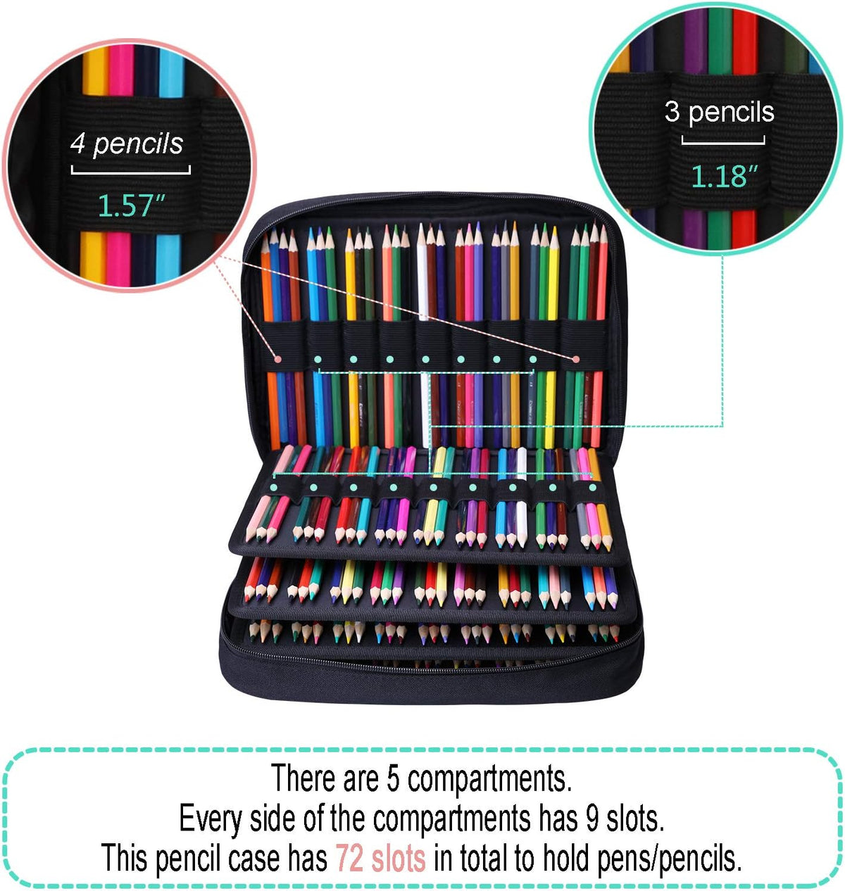 JAKAGO 220 Slots Colored Pencil Case Large Capacity Pen Holder