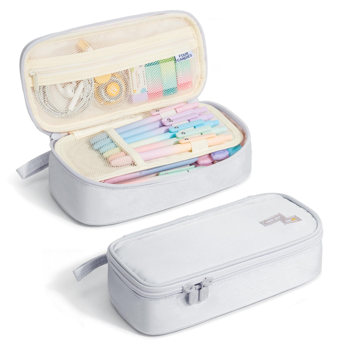 Four Candies Large Pencil Case, 5 Compartments Pen Organizer Pouch