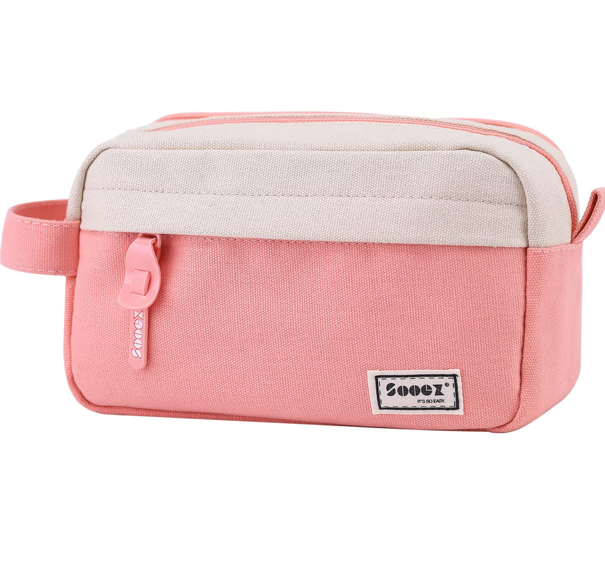 Sooez Big Capacity Pencil Case, Upgraded Canvas Pencil Pouch Large Pencil Bag Organizer, Separate Compartments Easy Grip Handle, Aesthetic Supply for School Teens Adults, Black Pen Case