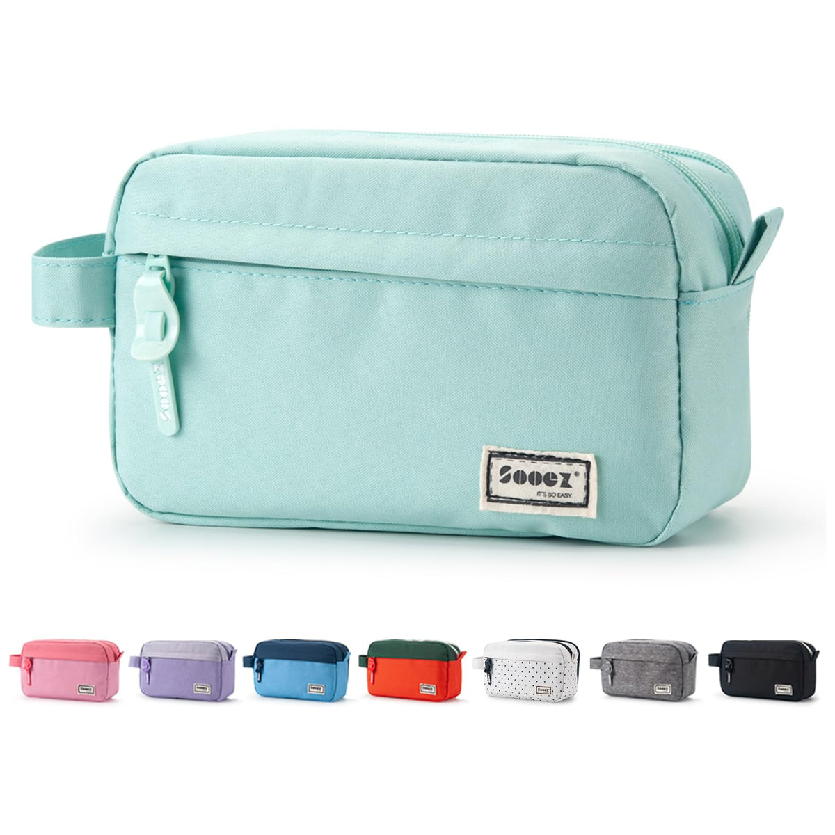 Sooez Big Capacity Pencil Case, Upgraded Canvas Pencil Pouch Large Pencil Bag Organizer, Separate Compartments Easy Grip Handle, Aesthetic Supply for School Teens Adults, Black Pen Case