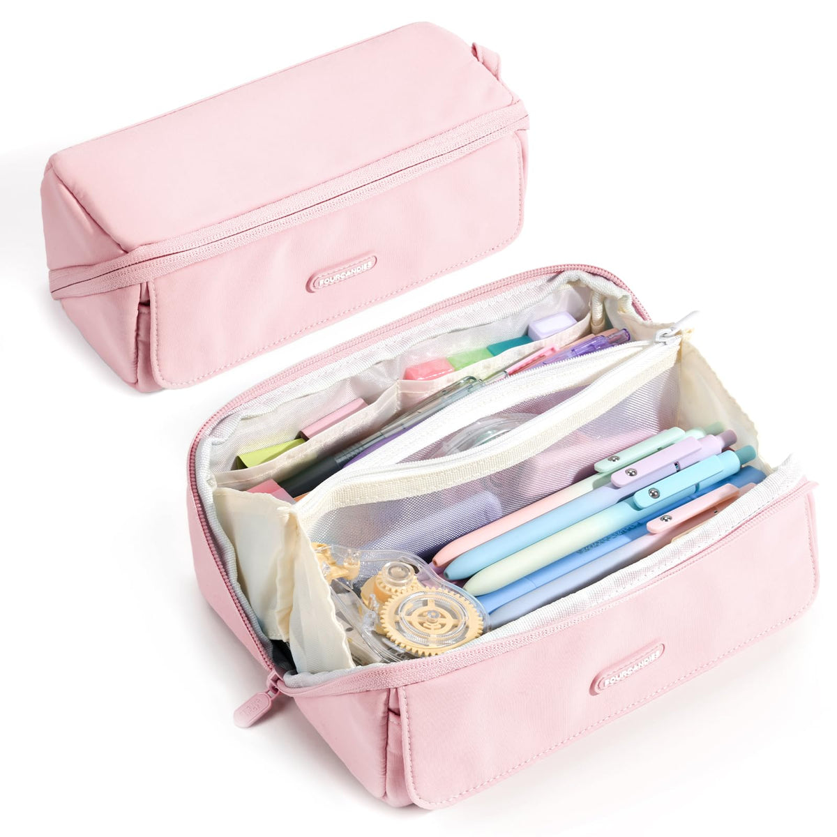 Four Candies Large Pencil Case, 5 Compartments Pen Organizer Pouch