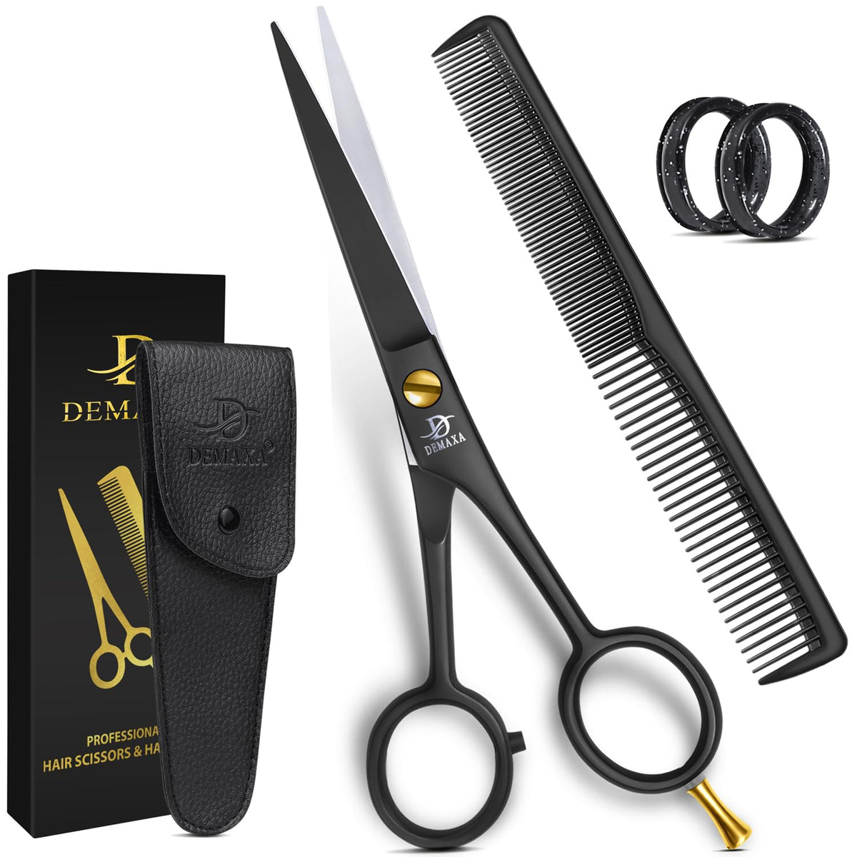 DEMAXA Professional Hair Scissors 6.5 Inch - Premium High Carbon Stainless Steel Barber Salon Hair Shears for Haircut Scissors - Ergonomic Design Super-Sharp Hair cutting Shears Blades