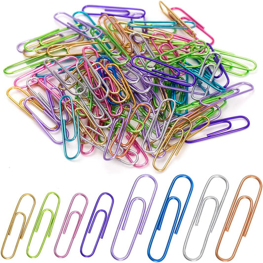 Paper Clips, 200pcs Jumbo and Medium Colored Clip