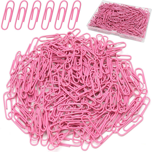 Elisel Paper Clips, 200pcs Medium Size (1.3 inch) Colored Paper Clip,Durable and Rustproof Coated Paper Clips, Great for Office, School and Personal Use (Pink)