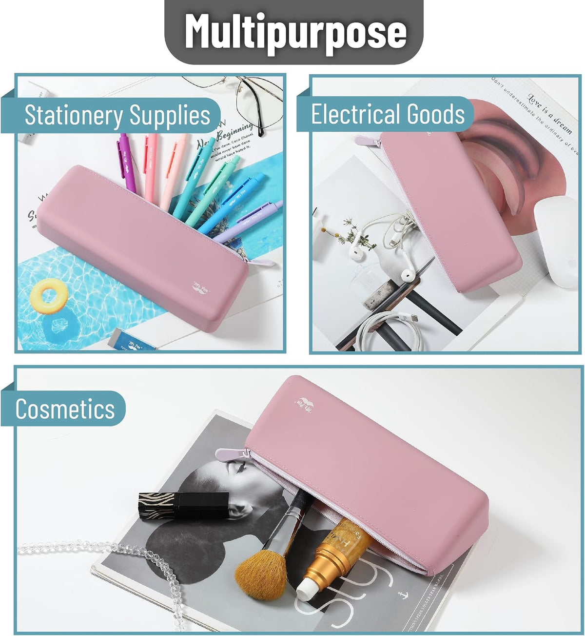 Mr. Pen- Silicone Pencil Case Pouch, Dusty Pink