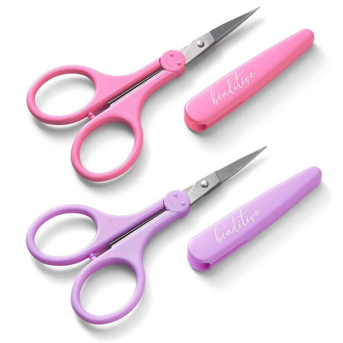 Beaditive High Precision Detail Scissors Set (2-Pc) Sharp, Fine Tips | Paper Cutting, Scrapbooking, Sewing, Crafting | Stainless Steel | Protective Cover (Mid Century)