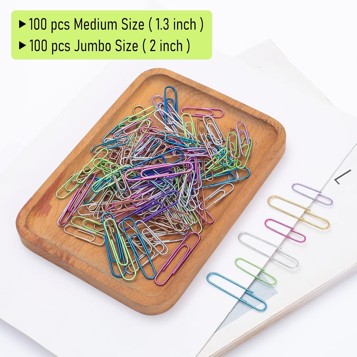 Paper Clips, 200pcs Jumbo and Medium Colored Clip