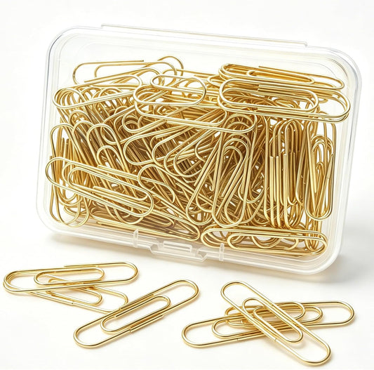Gold Paper Clips, 120 Count, 1.1 Inch (28mm) Small Paperclips, Office Supplies for Documents, Files, Notes, and Bookmarks