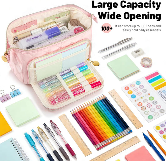 Cute Pencil Case for Girls kids Soft Quilted Pencil Pouch Bag Organizer