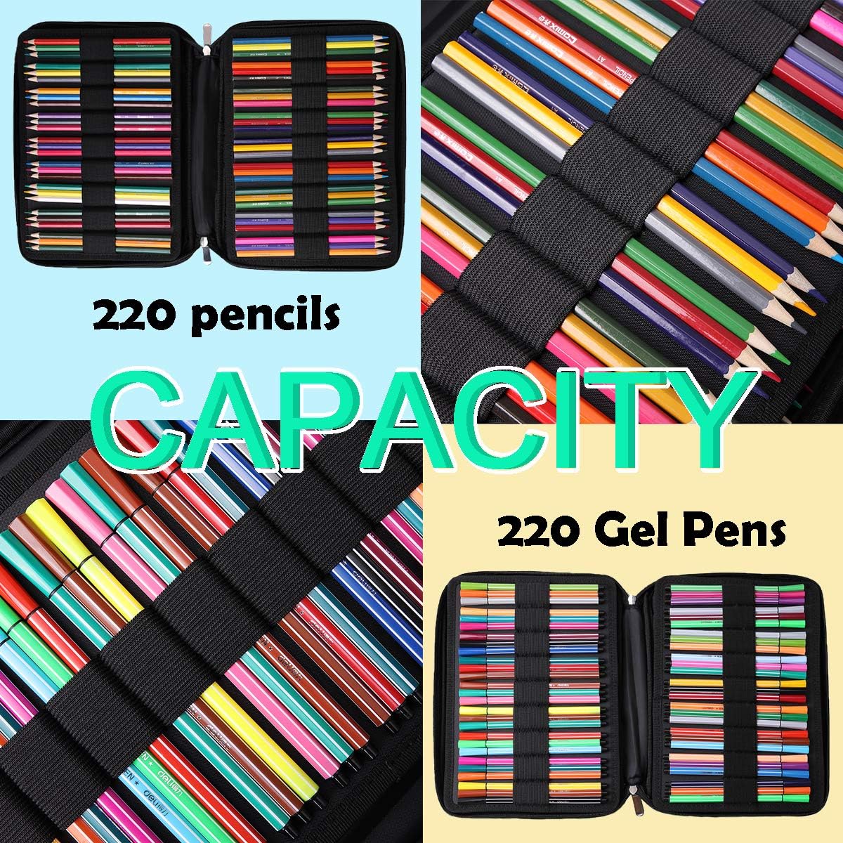 JAKAGO 220 Slots Colored Pencil Case Large Capacity Pen Holder