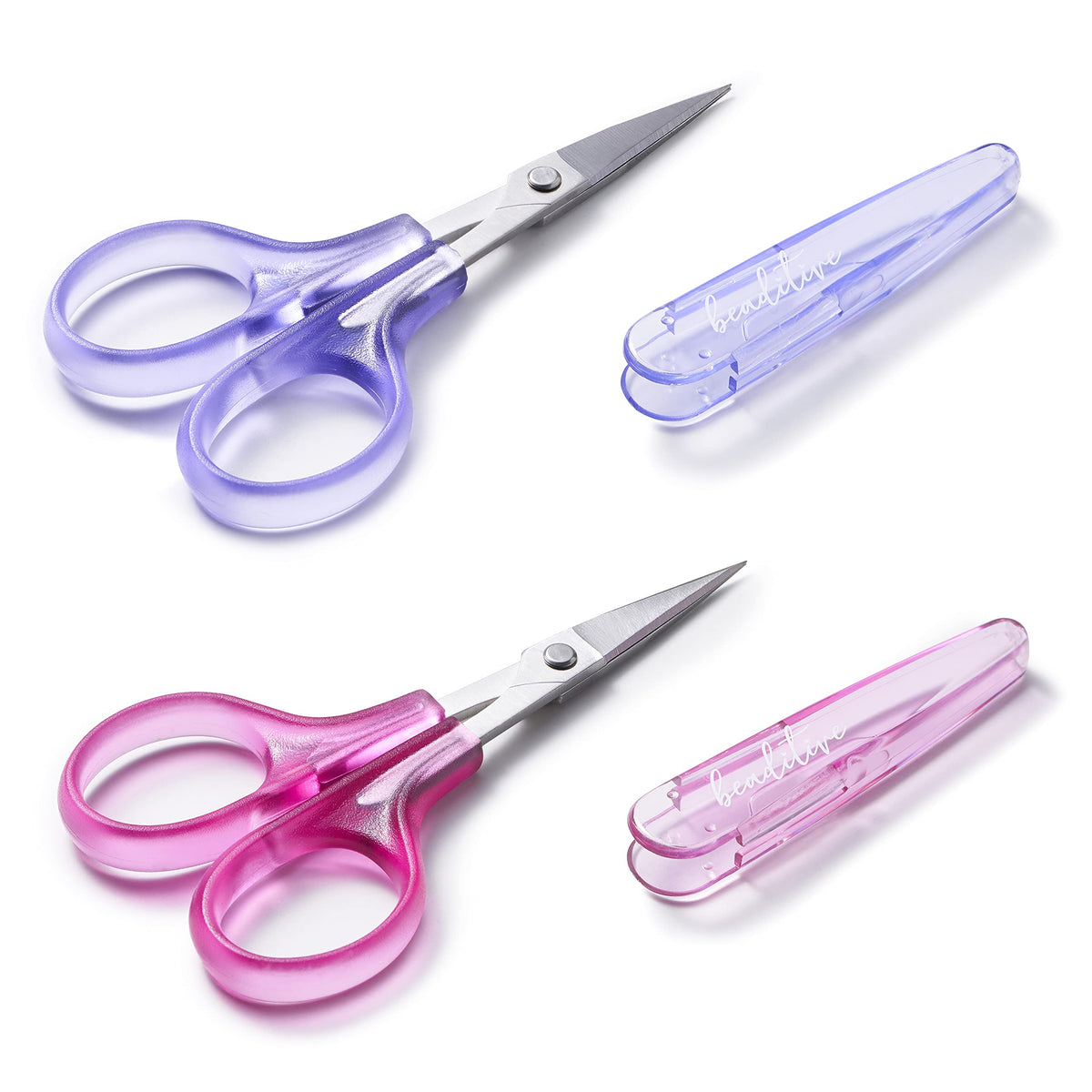 Beaditive High Precision Detail Scissors Set (2-Pc) Sharp, Fine Tips | Paper Cutting, Scrapbooking, Sewing, Crafting | Stainless Steel | Protective Cover (Mid Century)